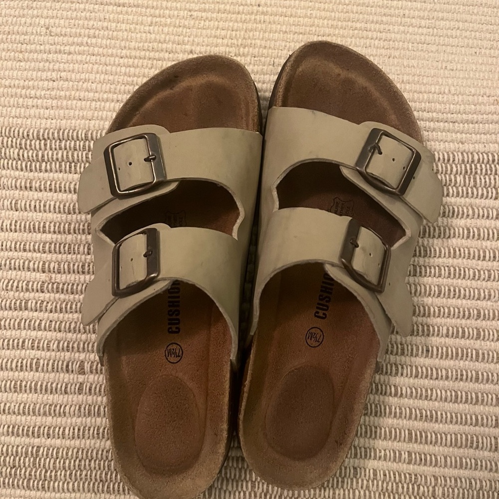 Beige Double Strap Sandals